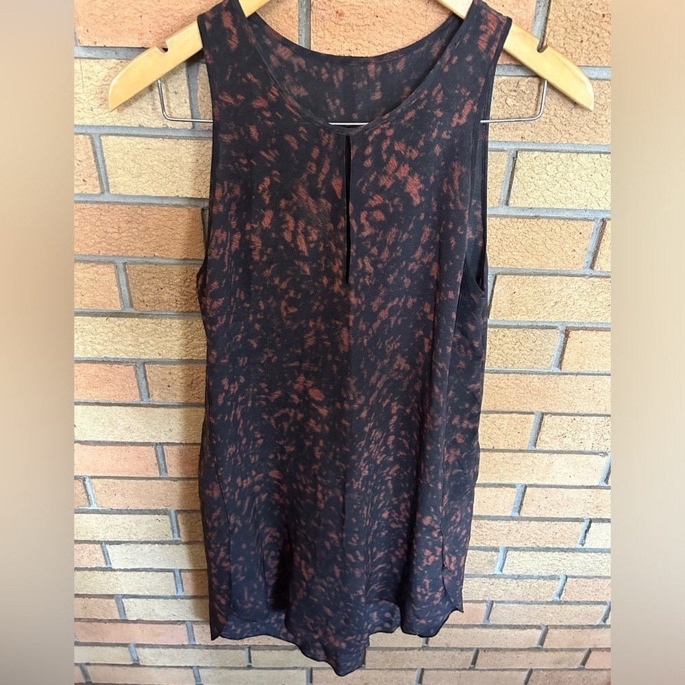3.1 Phillip Lim Black & Orange/Brown Sleeveless 100% Silk Shift Dress Size 6
